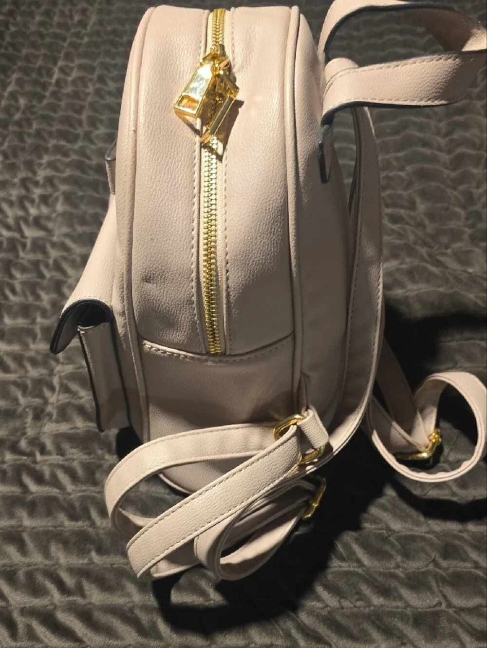 Women's Blush Pink Mini Backpack with Gold Accent
